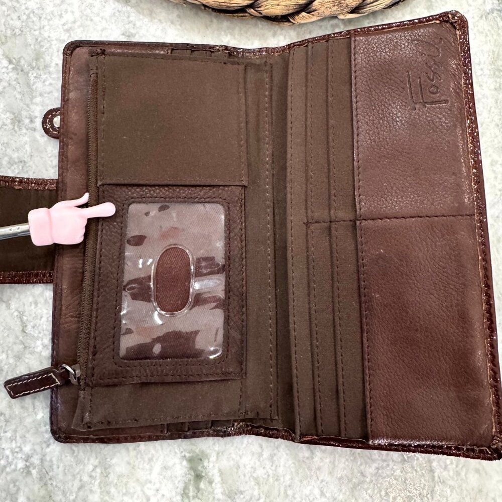 Fossil Brown Retro Boho Diagonal Suede & Leather … - image 6